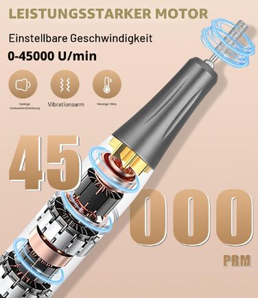 Професійний електричний апарат для манікюру та педикюру 45000 об/хв, портативний фрезер для нарощених нігтів та гель-лаку, набір аксесуарів для дому та салонів, колір рожеве золото