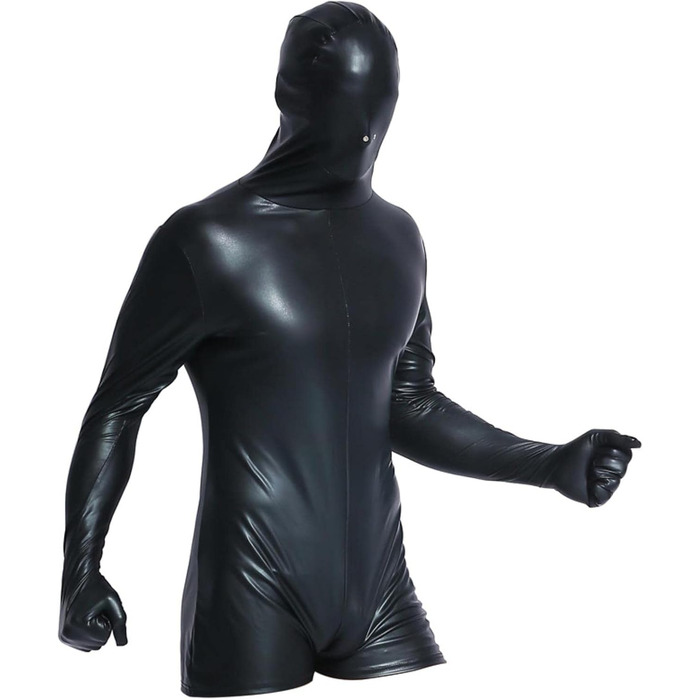 Чоловічий боді з штучної шкіри на блискавці, чорний, XXL - сексуальний костюм для клубів та вечірок