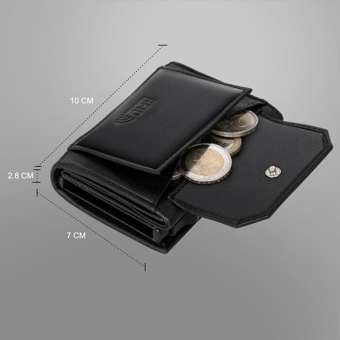 Шкіряний картхолдер Fa.Volmer POP-UP з монетницею та RFID захистом для чоловіків та жінок, чорний