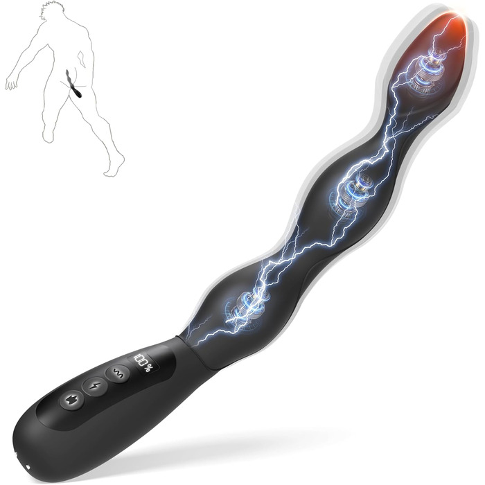 Анальні вібратори для чоловіків з електрошоком та стимуляцією простати, 10 режимів вібрації, 3 режими нагріву. Анальний плагін для чоловіків та жінок. Іграшки для дорослих, анальні плагіни для пар.