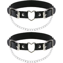 Чорні шкіряні гетри-стрінги з серцем та ланцюжком, регульовані, для косплею, вечірок, рокерського стилю, для жінок