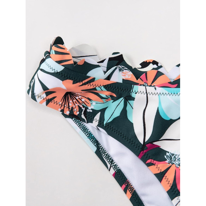 CUPSHE Bikini Set: двокомплектний купальник з мушлею, тропічний принт, зелений