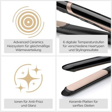 Випрямляч для волосся BaByliss Super Smooth ST393E з іонізацією Anti-Frizz, керамічними пластинами та регулюванням температури (140-235°C)