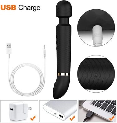 Масажер вібраційний Doppelkopf для тіла та зони G, чорний. Водонепроникний масажер-стимулятор з подвійним мотором