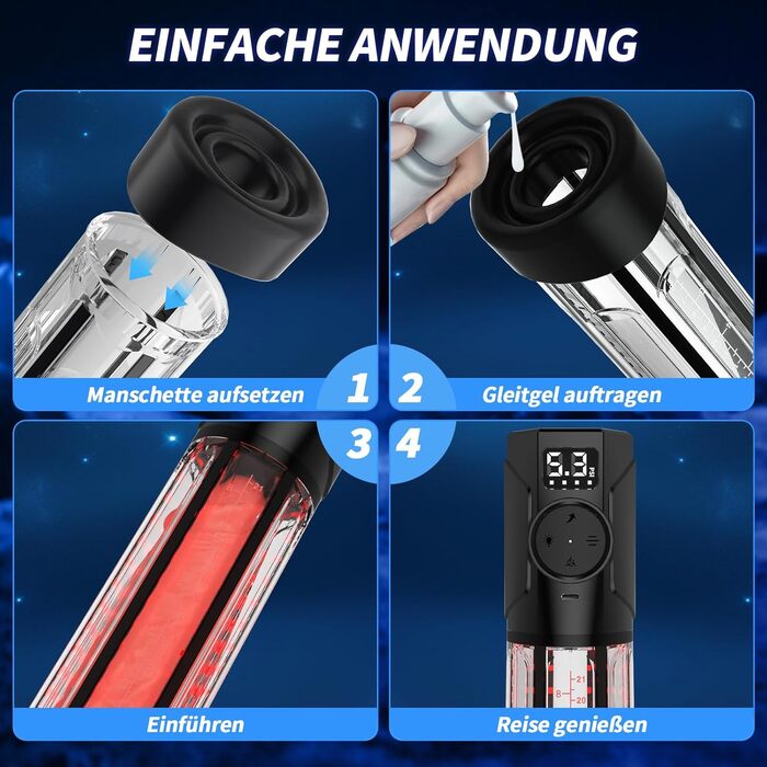 Електрична вакуумна помпа для збільшення пеніса з LED-червоною терапією, смарт-індикатором тиску, 3 рівні всмоктування та ручним режимом, вологостійка іграшка для чоловіків