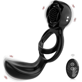 Вібраційний кільце для статевого члена TOUNID з 12 режимами вібрації, пультом дистанційного керування. Еротична іграшка для чоловіків, масажер яєчок, кок-кільце. Електрична іграшка для чоловіків, самостійна мастурбація (чорний)