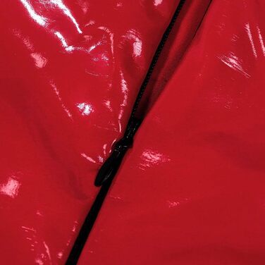 Жіноче шкіряне плаття-боді JasmyGirls, латекс, блискуче, на блискавці, бодікон, косплей, ролеві ігри, комбінезон (червоний без бретелек, L-XL)