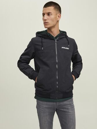 Чоловіча куртка-бомбер JACK & JONES Mae Bousonjacke, темно-синя з чорними деталями, розмір XS