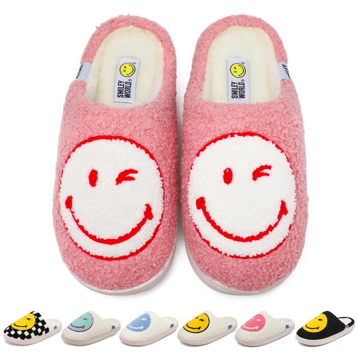 Зимові домашні капці SMILEYWORLD® з ефектом пам'яті Memory Foam, м'які плюшеві пантофлі для жінок та чоловіків, біло-рожеві, розмір 38/39 EU