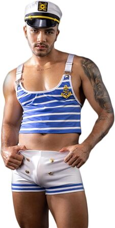 Костюм моряка чоловічий VENI MASEE, карнавальний, косплей, ролеві ігри, комплект (1 шт), блакитний, універсальний розмір