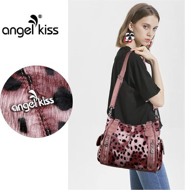 Жіноча сумка-шопер Angel Kiss: містка сумка через плече Hobo з екошкіри (PU), леопардовий принт, рожева