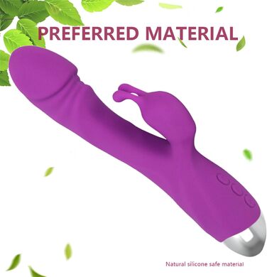 Вібратор для жінок Klitoris та G-точка, Rabbit Silikon, 10 режимів, анальний дildo, реалістичний секс-іграшка, фіолетовий