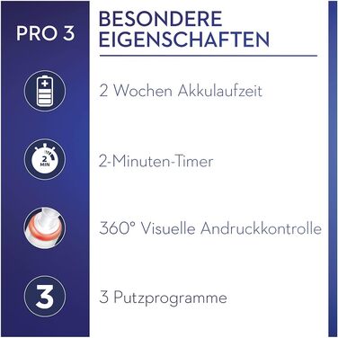 Електрична зубна щітка Oral-B Pro 3 3500 Edition, чорна, з дорожнім футляром та набором насадок (3 шт.)