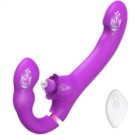 Вібратор JFRong 3-в-1 з реалістичним дизайном: дildo, анальний вібратор, стимулятор G-точки та клітора. 10 режимів вібрації, з пультом дистанційного керування. Секс-іграшка для жінок (фіолетовий).