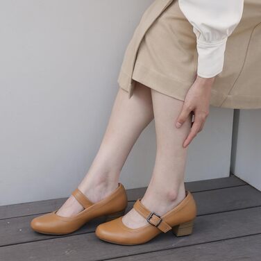 Жіночі ортопедичні туфлі Mary Janes Ortho + Rest для Hallux Valgus, класичні pumps на низькому стійкому каблуку, колір Tan (37 EU)