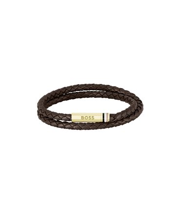 Чоловічий шкіряний браслет BOSS Jewelry колекція ARES з плетеної шкіри (одинарний або подвійний ремінець), кольори: темно-синій, коричневий, чорний