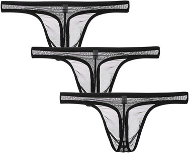 Чоловічі труси-сліпи BIATWOWR, труси-танга, прозорі, сексуальні, чорні, розмір L