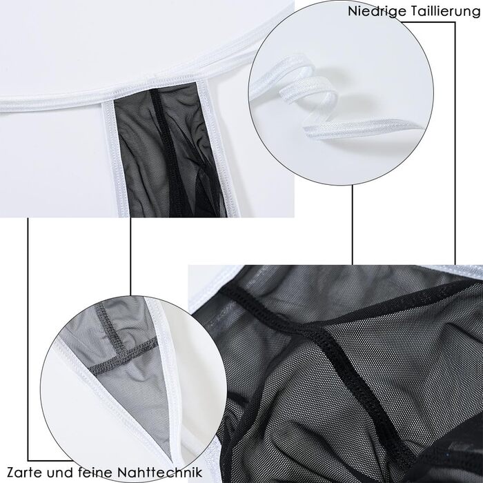 Сексуальна чоловіча білизна BIATWOWR: прозорі труси G-String, дихаюча тканина, м'якість, темно-сірий/чорний, XXL