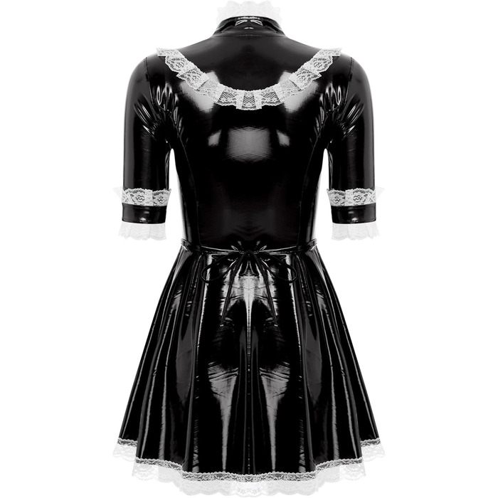 Костюм горничної MSemis: сексуальний сет з еластичного латексу, чорний, 3XL. Костюм для косплею, вечірки, фотосесій.