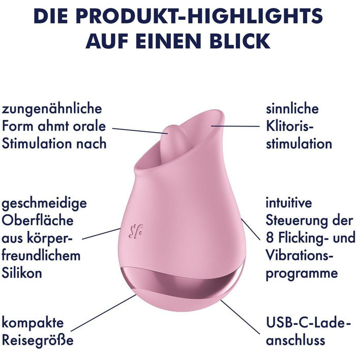 Satisfyer Tongue Player: вібратор для жінок, 8 режимів вібрації та стимуляції язичка, водонепроникний (IPX7), USB-C зарядка, силікон