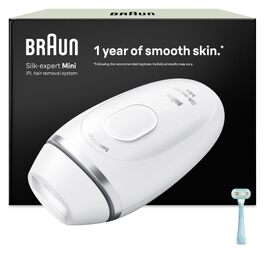 Фотоепілятор Braun Silk-expert Mini PL1112 для тривалого видалення волосся, рожевий, з набором аксесуарів (чохол, міні-бритва та бритва Gillette Venus)
