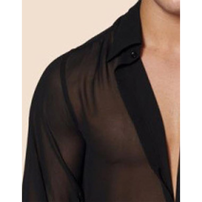 Чоловіча прозора сорочка Detten: мереживна футболка з довгим рукавом, сексуальна клубна сорочка, розмір 3XL, чорний колір