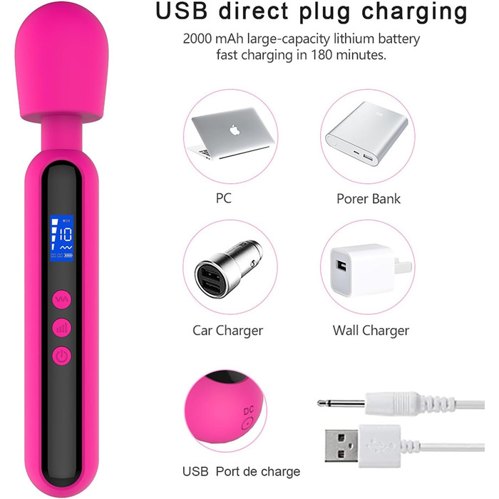 Вібратор дилда для жінок з LED-дисплеєм, 10 режимів та 4 інтенсивності, стимуляція G-точки, вібратори для жінок та пар (чорний)