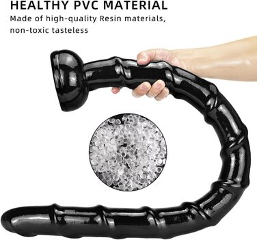 Анальний плагін YXBLV XXL 85 см: великий, з присоскою, для масажу простати та G-точки, чорний