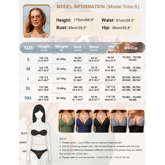 Чоловічий купальник Badeanzug Damen Bauchweg Rückenfrei Shape Badeanzüge Neckholder Sexy Push Up Bademode mit Cups M Schwarz