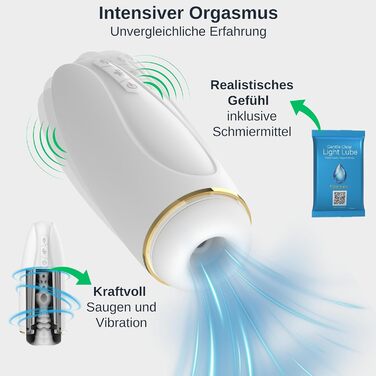 Електричний мастурбатор для чоловіків Nappex Branco з потужним всмоктуванням та вібрацією, режим оргазму - мастурбатор, кишеньковий