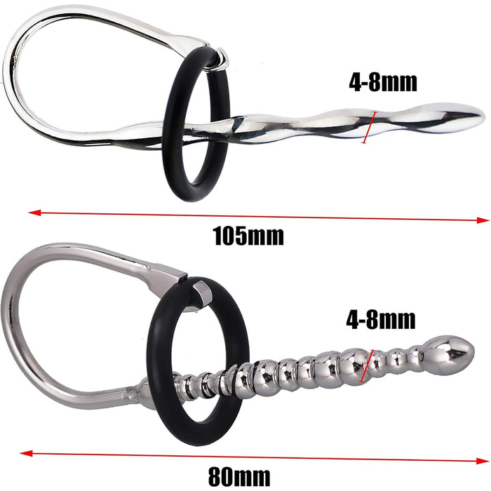 Набір з 6 шт. сталевих дилататорів для чоловіків (25 мм, 30 мм) з кільцем, для простати, мастурбації, срібло