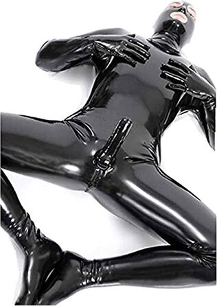 Латексний боді WNRLL: сексуальний костюм з PVC для клубів, з блискавкою спереду, розмір M