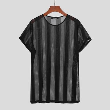 Чоловіча сорочка-футболка SUYGGCK на літо, прозора, сексуальна, для вечірок, повсякденний стиль, 3XL, чорна