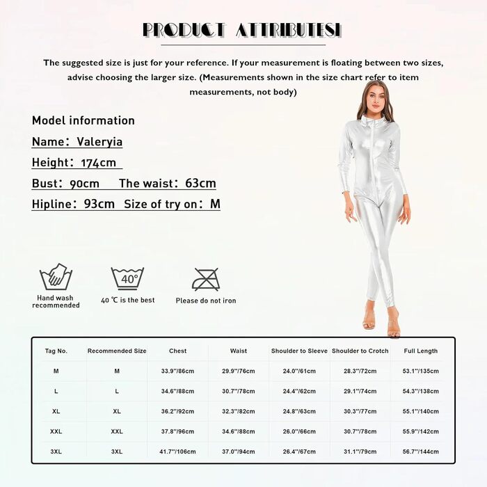 Жіночий комбінезон з довгим рукавом GRRKDFQ срібного кольору, розмір XXL