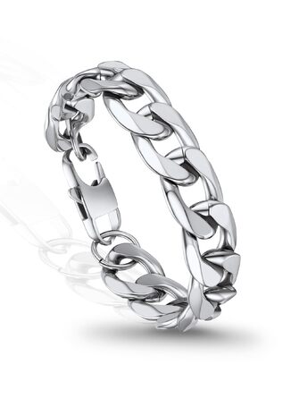 Сталевий браслет-ланцюг PROSTEEL для чоловіків та жінок, панцирне плетіння, нержавіюча сталь, 23 см, ширина 13 мм, сріблястий