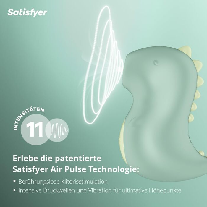 Satisfyer Din-OOOH: вібратор з ефектом тиску та 2 моторами | Кліторальний стимулятор у формі динозавра | Водостійкий (IPX7) | Силіконовий секс-іграшка для жінок