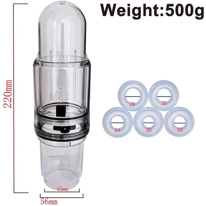 Вакуумна помпа для збільшення пеніса, 5 силіконових кілець, ручна помпа для ерекції та покращення потенції, для чоловіків