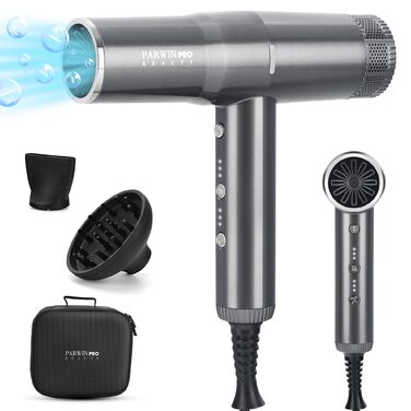 Професійний іонний фен для волосся PARWIN PRO BEAUTY з безщітковим мотором 110,000 RPM, магнітним дифузором та LCD-дисплеєм (Rose Grey)