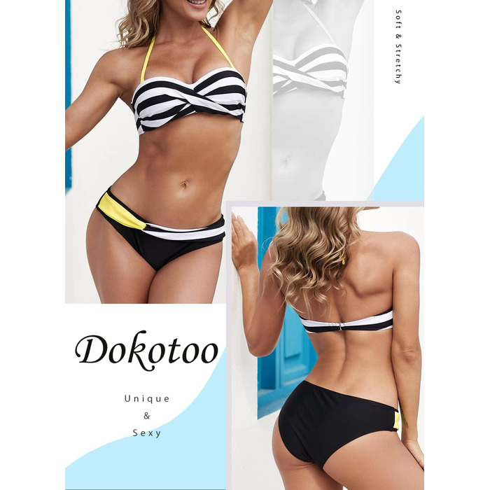 Бікіні Dokotoo Bandeau з пуш-ап ефектом, роздільний купальник, жовтий, розміри S-2XL