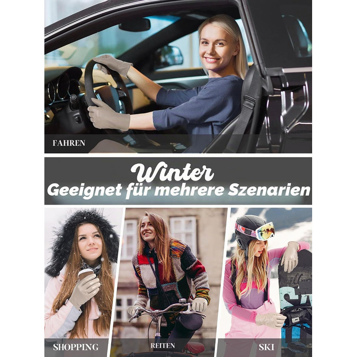 Шкіряні рукавички GSG SINCE 1998 Daen з підкладкою, натуральна шкіра, чорний/бежевий (розмір S)