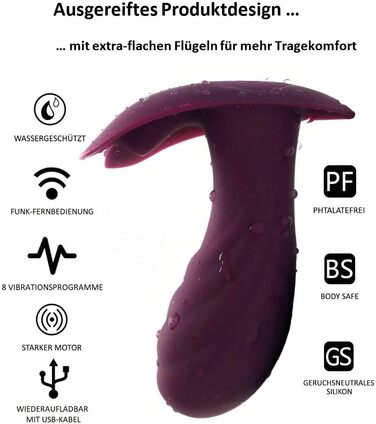 Вібратор-метелик Lustfactor для жінок з силікону | Бездротовий, з пультом керування | Для вагінальної та кліторальної стимуляції | Зарядний, USB | Інтимні іграшки для дорослих