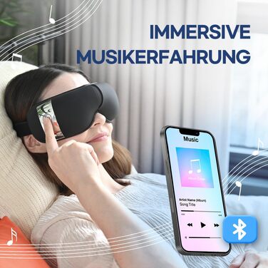 Масажер для очей HubiCare з функціями підігріву та охолодження, 3D-повітряним компресійним масажем, вібрацією та Bluetooth, чорний