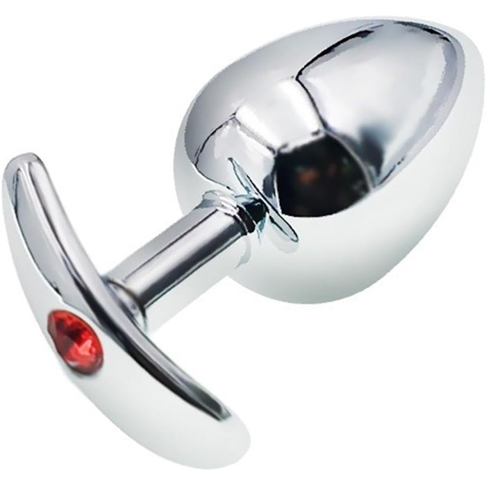 Анальний набір Metall: сталевий анальний плаг з T-подібною основою (S/M/L), кристалічний діамант, стимулятор G-точки та простати для жінок та чоловіків (L)