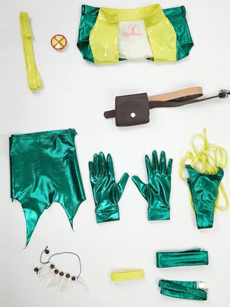 Костюм косплею Mobbunny для жінок, сексуальний комплект спідньої білизни, топ та спідниця з пов'язкою на голову, рукавичками, зелений для Хелловіну