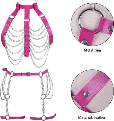 Жіночий комплект: тілесний ланцюжок, ланцюжок на стегна, стрінги, панталони-підтяжки