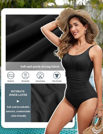 Купальник жіночий Vancavoo з ефектом шортів, push-up, без спинки, з рюшами, чорний