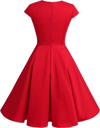 Сукня вінтаж Bbonlinedress 1950-х у стилі ретро, коктейльна, Rockabilly, з V-поглибленням, плісирована, червона, для вечірок та особливих подій