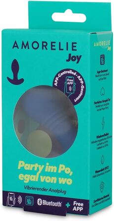 Вібруючий анальний пробка-дилатор AMORELIE Joy з керуванням через додаток, водонепроникний силікон та ABS, синій