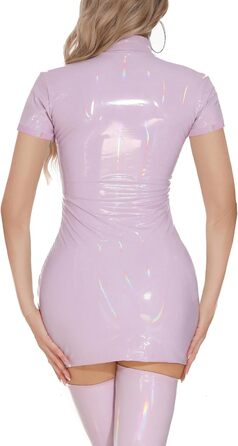 Боді з PU шкіри Happy Cherry Daen - сексуальний блискучий латексний бодікон, мокрий ефект (світло-фіолетовий, S)