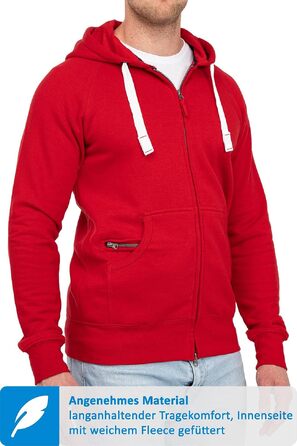 Чоловіча толстовка на блискавці з капюшоном Happy Clothing, теплий худі з флісом, бавовняна суміш, Regular Fit, червоний (S-5XL)